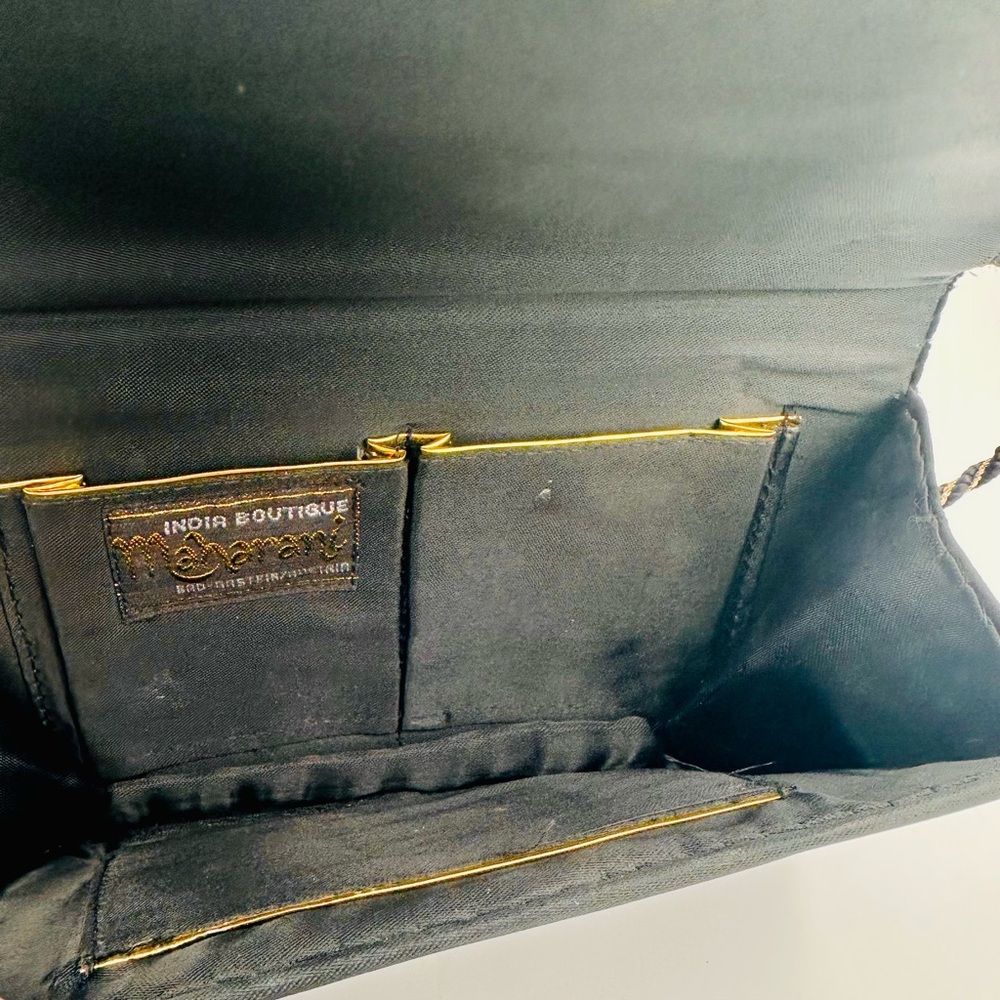 Maharani Embroidered Black and Gold Clutch Velvet Bag - Picture 12 of 13